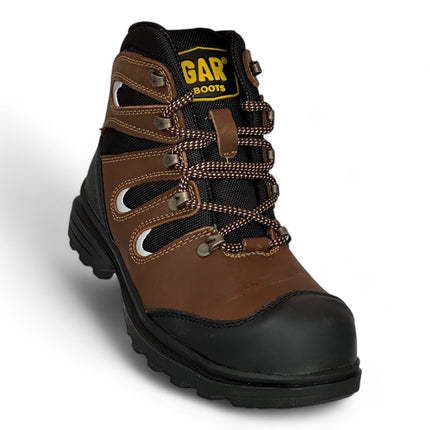 Gar198 - Botas Industriales con Casco de Acero, Suela Antiderrapante, en Piel