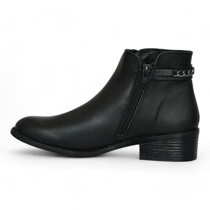 HC5106 - Botines de Piel para Mujer con Tacón Bajo y Cierre Lateral