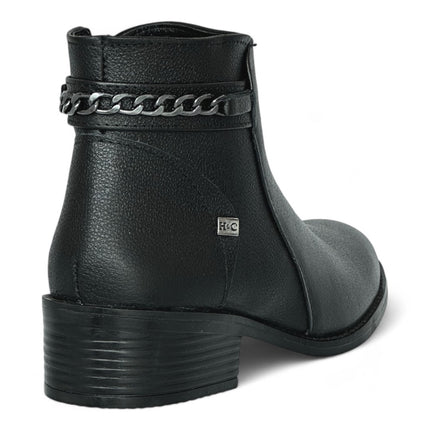 HC5106 - Botines de Piel para Mujer con Tacón Bajo y Cierre Lateral